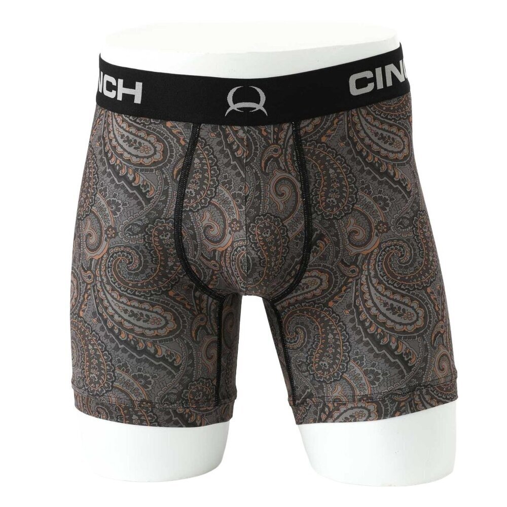 Cinch Men's 6" Boxer Brief Underwear Paisley Print Brown MXY6002035